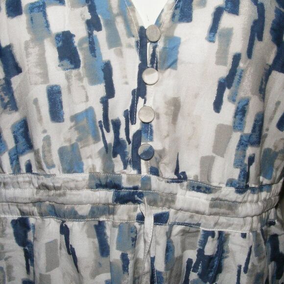 TOMMY BAHAMA Dress, M, Blue/Gray Rectangles, Drop shoulder, Above Knees - Picture 5 of 12